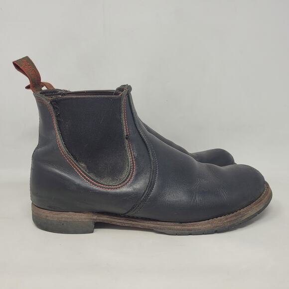 VTG Red Wing Shoes Boots 10.5D Black Leather Chelsea Rancher Workwear USA Ankle - Picture 2 of 13